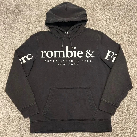 Abercrombie & Fitch Exploded Logo Hoodie Sweatshirt Big Logo Men Size Large Fade - Picture 2 of 8